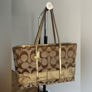 Y2K Coach authentic signature stripe tote handbag